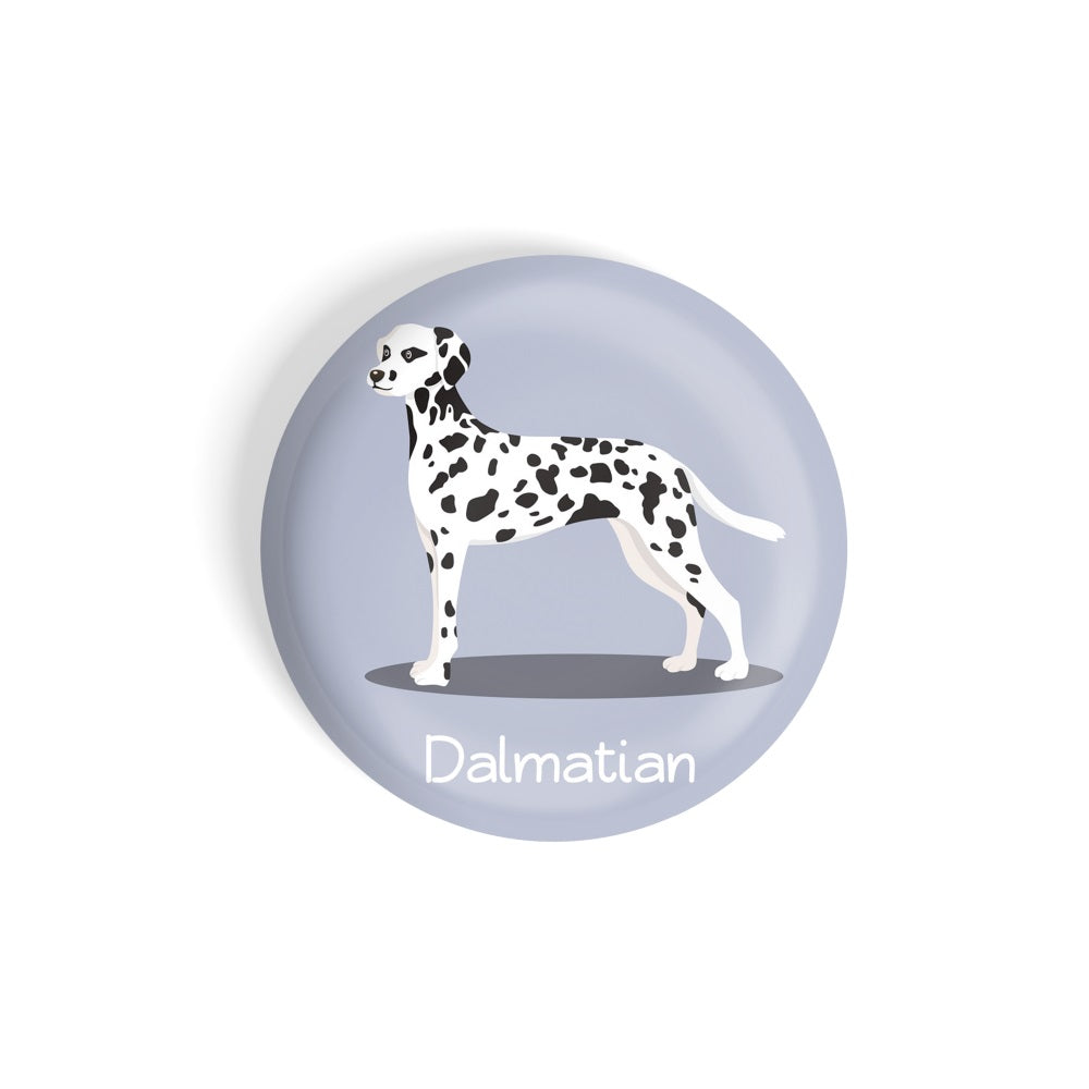 dhcrafts Round Fridge Magnet Grey Color Dalmatian Pet Dog Glossy Finish Design Pack of 1 (58 mm)